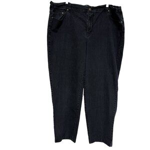 Avenue Straight Leg Jeans Womens 20 Plus Black Denim Lite Cotton Blend Stretch